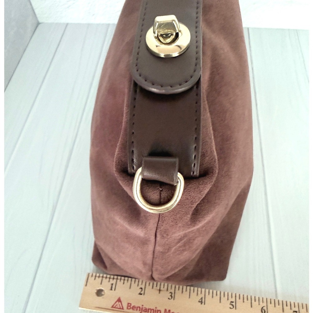 8 Other Reasons Bag Suede Brown Shoulder Bag Hobo Crossbody Gold Hardware - Picture 12 of 16